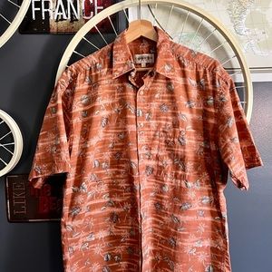 Campia Moda Men size M Floral Island Aloha Shirt Short Sleeve Hawaiian Cotton
